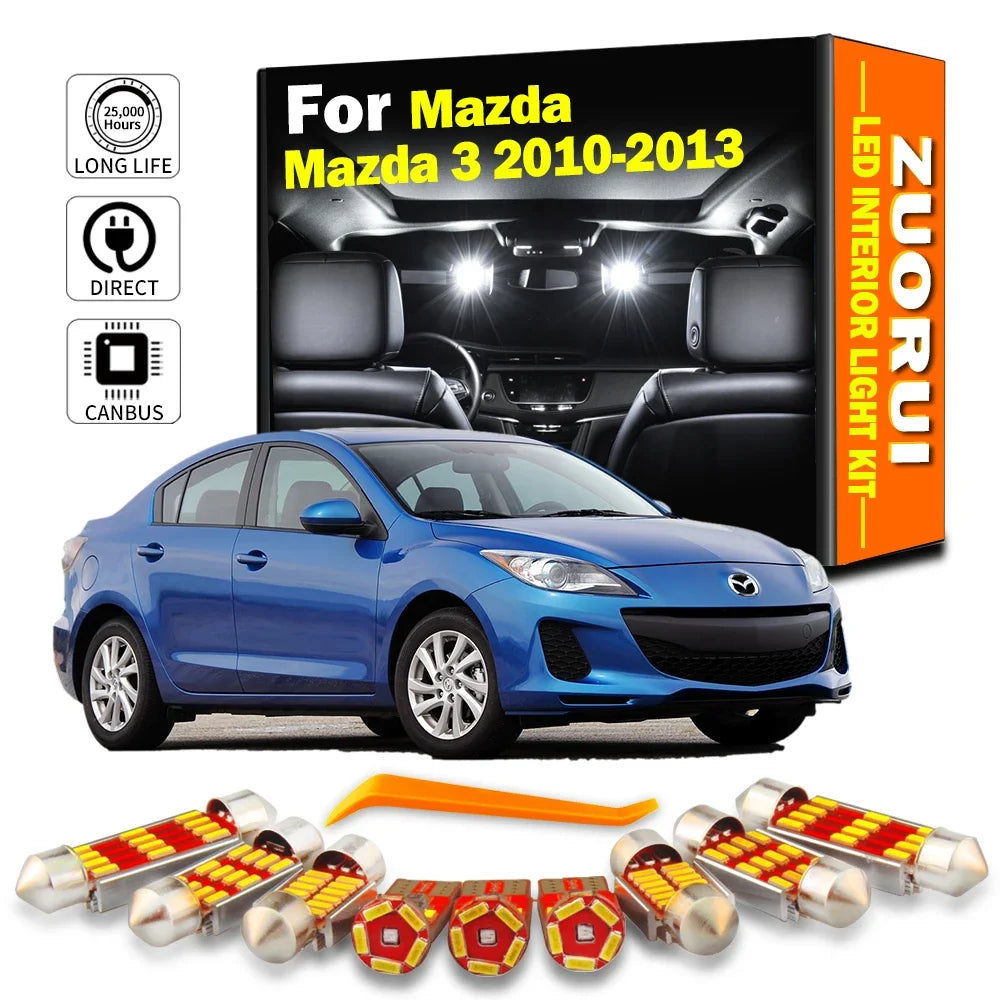 11-Piece LED Interior Light Kit for Mazda 3 - Canbus Error-Free Bulbs | AUTOKITSHOP