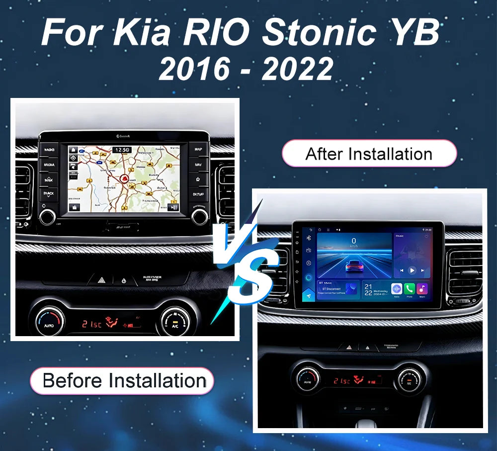 Android 16 For Kia RIO Stonic YB 2016 2017 2018 2019 2020 2021 2022 Stereo Head Unit Multi