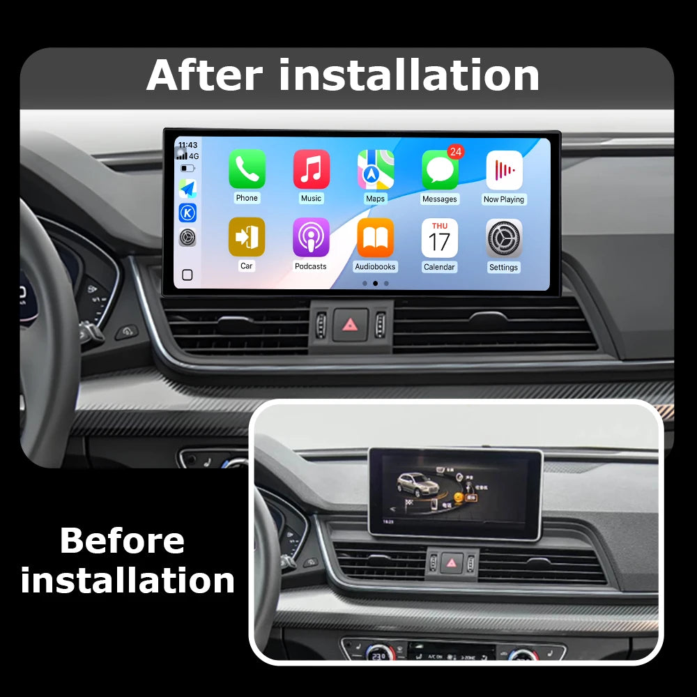QLED 2400 * 900P Ultra-thin screen Android OS For Audi Q5L 2018 - 2020 CarPlay Car Radio M