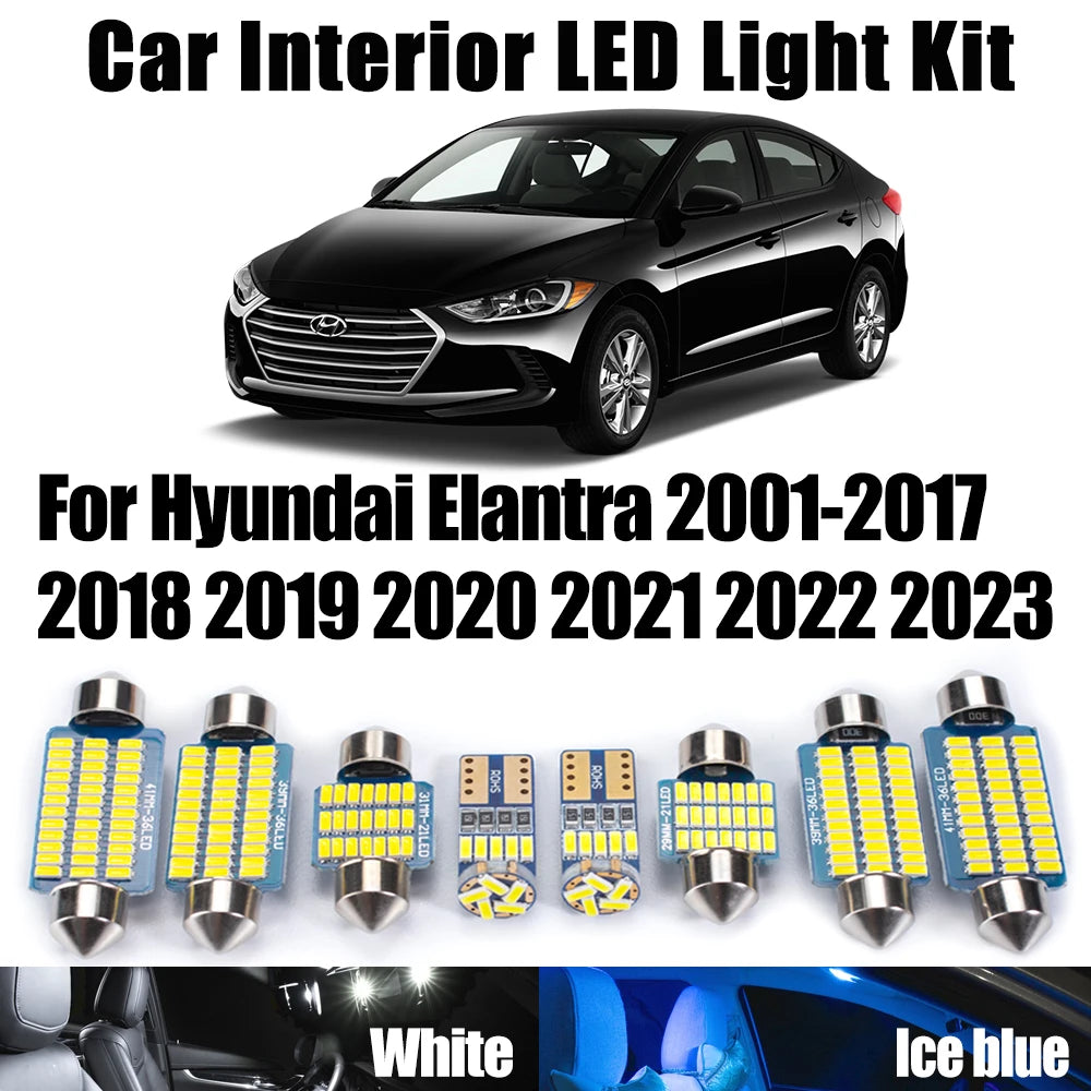 LED Interior Light Kit for Hyundai Elantra 2001- 2017 - Canbus Dome Map Door Trunk Bulbs | AUTOKITSHOP