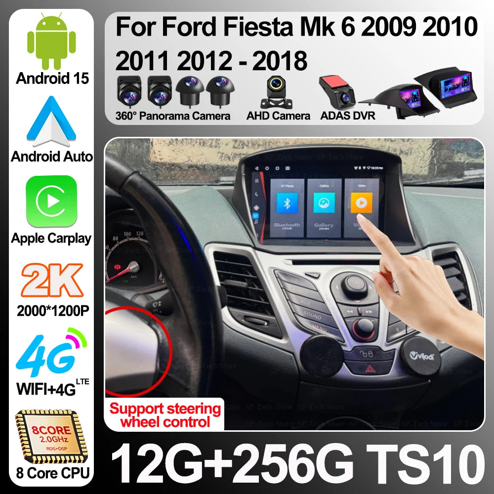 Car Radio Carplay Android 16 For Ford Fiesta Mk 6 2009 2010 2011 2012 2013 2014 -2018 Radi | AUTOKITSHOP