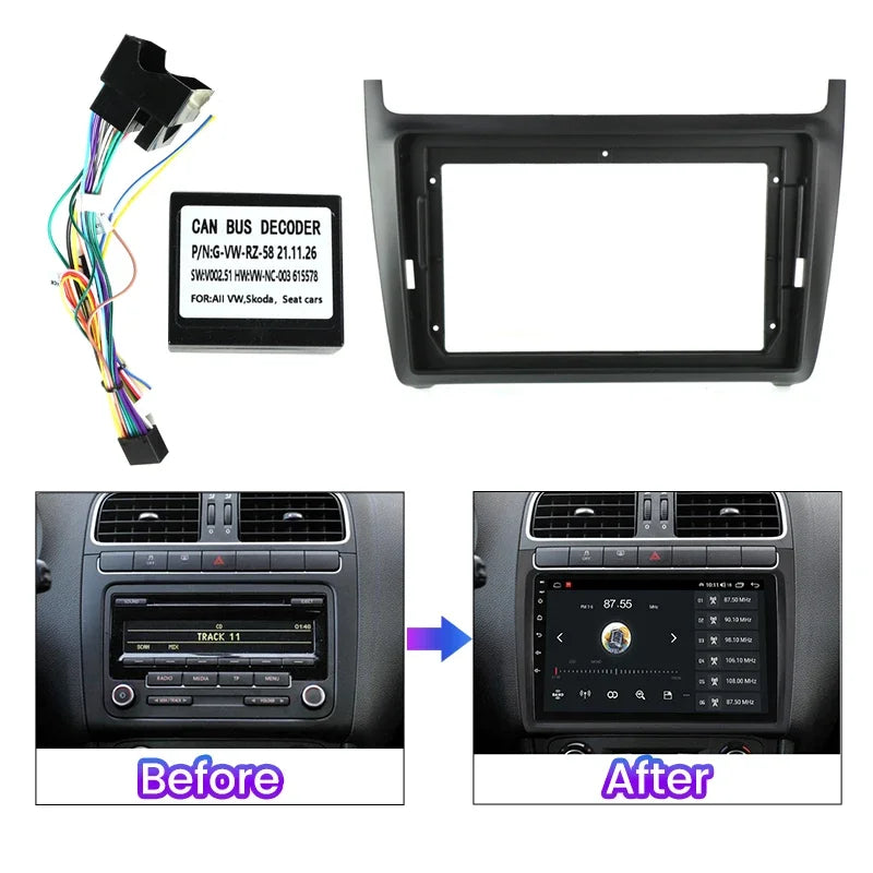 9 Inch Car Radio Fascias Frame Adapter for VW Volkswagen Polo 5 Golf Passat Sedan Stereo P | AUTOKITSHOP
