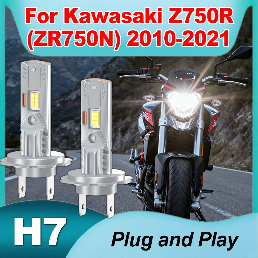 H7 Motorcycle Headlight Bulb 22000LM Super Bright For Kawasaki Z750R (ZR750N) 2010-2019 20