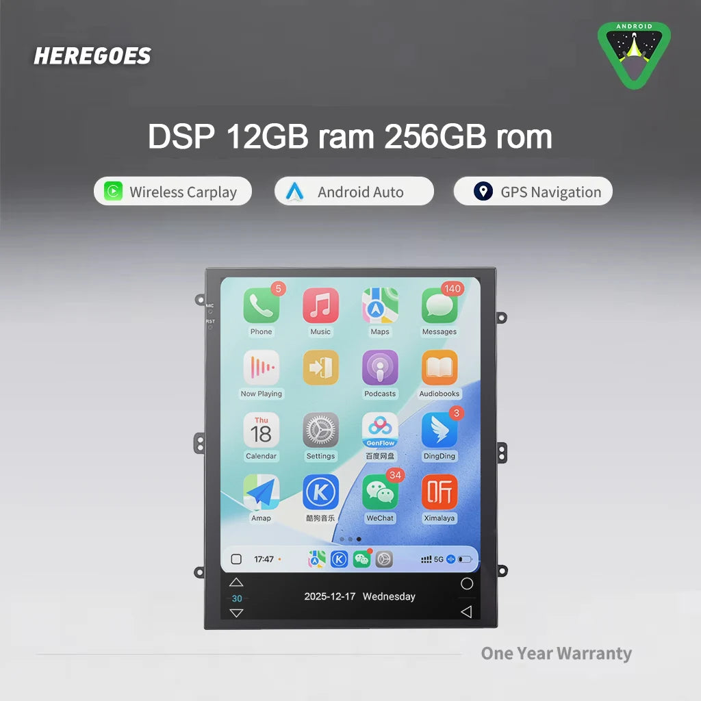 9.7" 2 Din Android 15.0 Car Radio GPS 8 Core 12GB RAM 256GB ROM Multimedia Player for Universal Toyota Honda - DSP, Blue