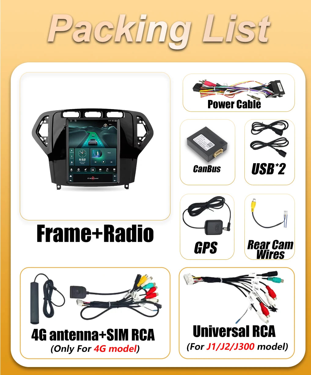 Android 16 Car Radio For Ford Mondeo Mk4 Galaxy AC 2007 2008 2009 2010 Multimedia Video Pl | AUTOKITSHOP
