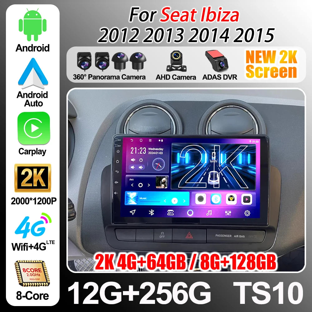 Android 16 For Seat Ibiza 2012 2013 2014 2015 Car Radio Stereo Head Unit Multimediale Gps  | AUTOKITSHOP