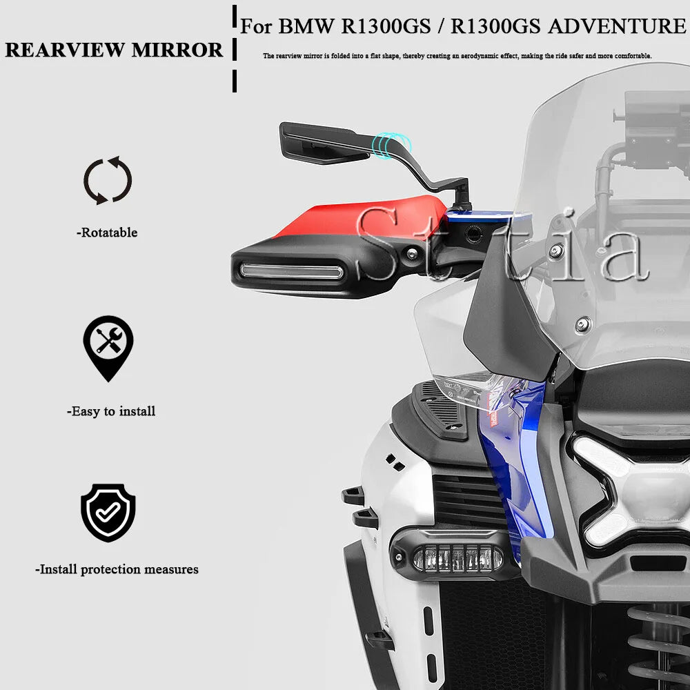 R1300GS 2025 Rearview For BMW R1300GS ADV R1300GS Adventure Motorcycle Adjustable Stealth Mirror - Automotive LED Light