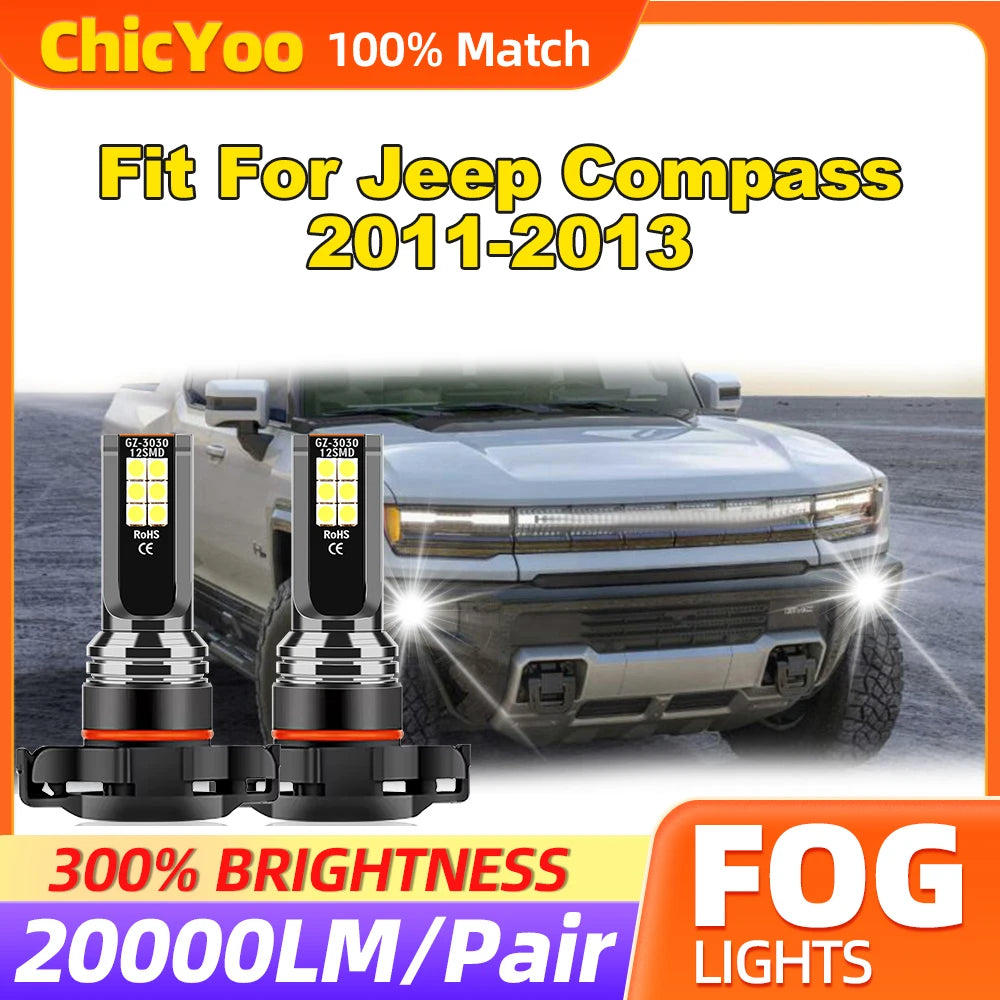 Fit For Jeep Compass 2011 2012 2013 60W CSP Chips H8 H9 H11 LED Fog Lights 20000LM Fog Lam