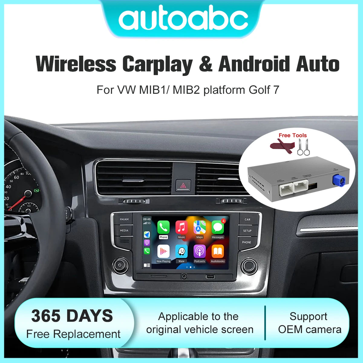 Wireless Carplay Android Auto For VW Volkswagen Golf 7 MK Polo Seat Skoda Passat B8 MIB MI