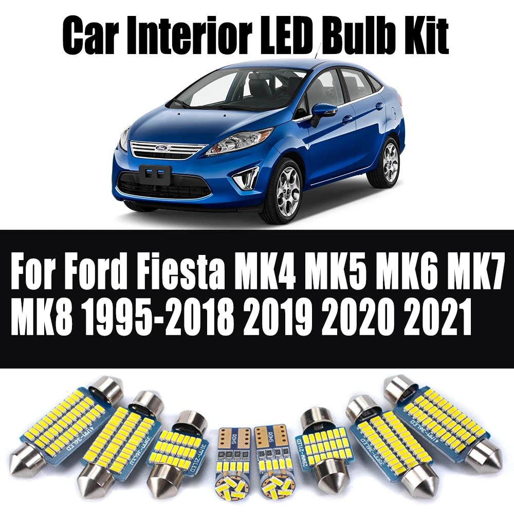 LED Interior Light Kit for Ford Fiesta MK4 MK5 MK6 MK7 MK8 1995-2018 - Canbus Dome Map Door Trunk Bulbs | AUTOKITSHOP