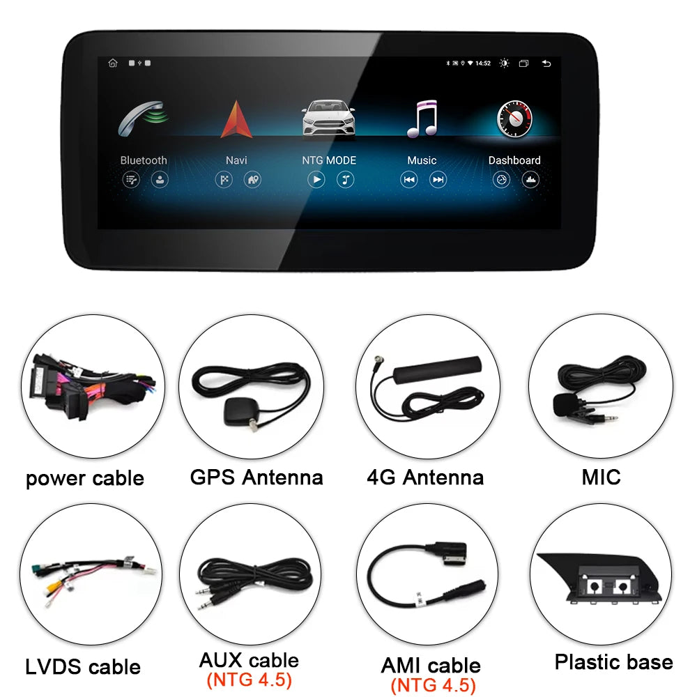 10.25INCH Car Radio Android 14 For Mercedes Benz GLK X204 Wireless CarPlay Auto Multimedia