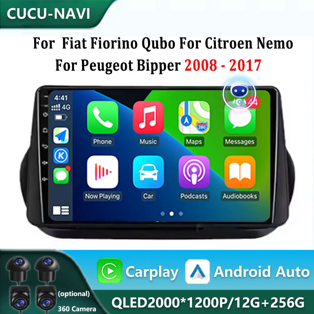 Android 14 For Fiat Fiorino Qubo For Citroen Nemo For Peugeot Bipper 2008 - 2017 Car Radio | AUTOKITSHOP