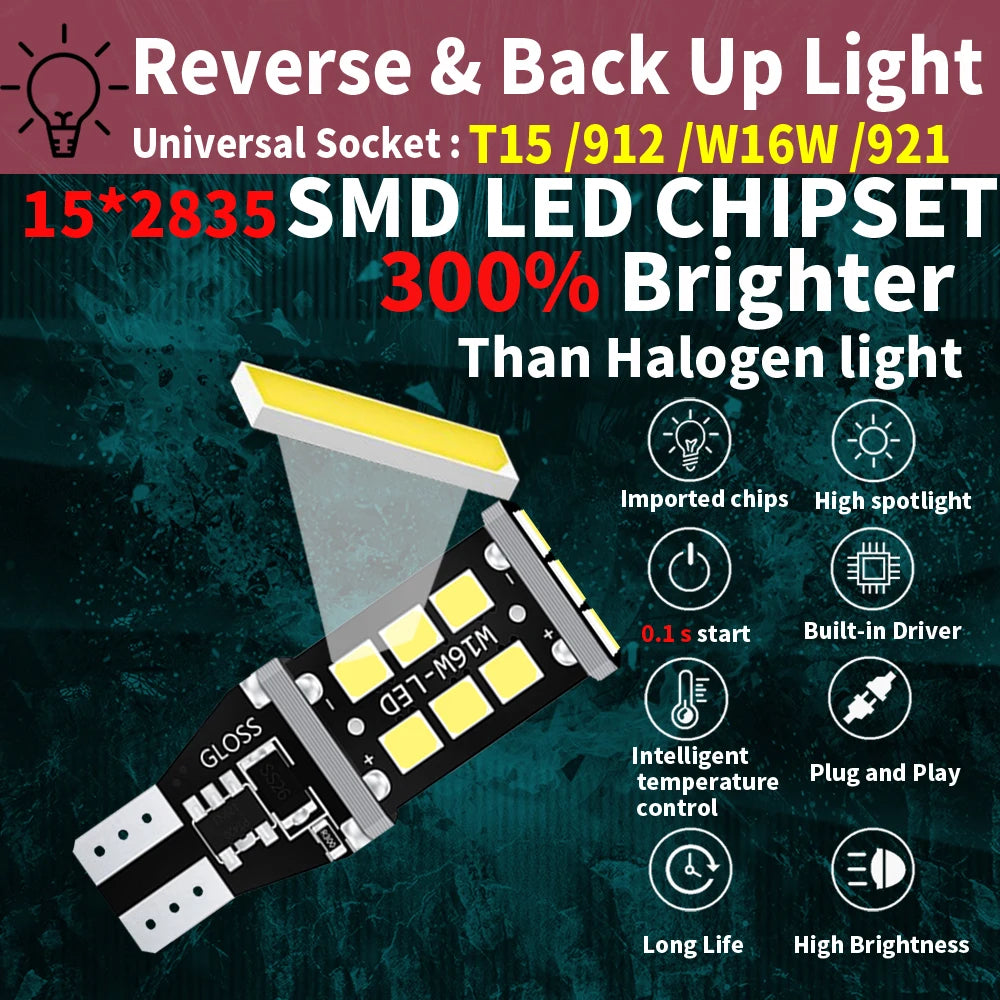 W16W LED Bulb T15 Led Canbus OBC Error Free 920 921 912 Lamp 2835SMD Car Reverse Lights Ba