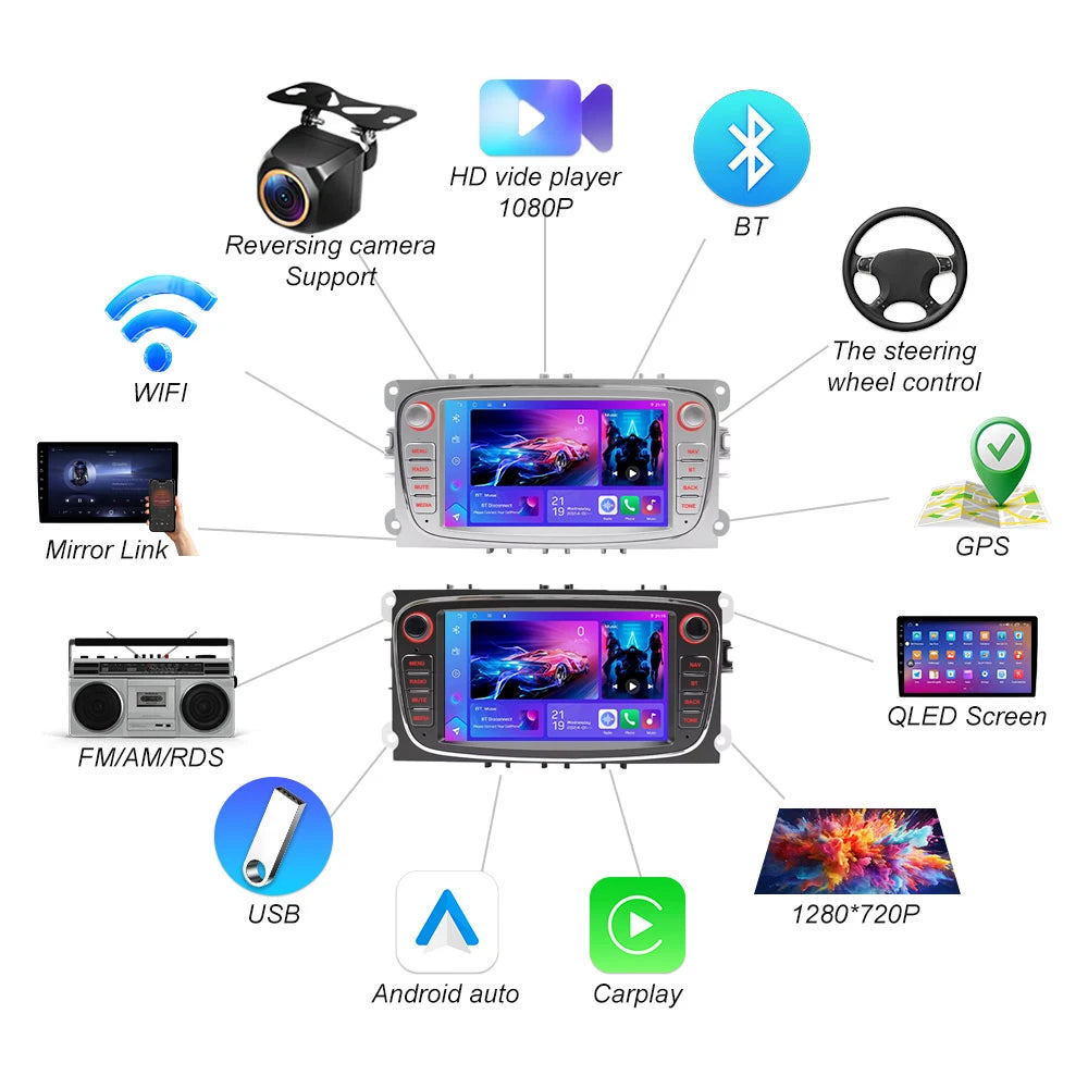 Android 16 For Ford Focus S-max Mondeo Galaxy C-max Car Radio Carplay Gps 5g Multimedia Vi | AUTOKITSHOP