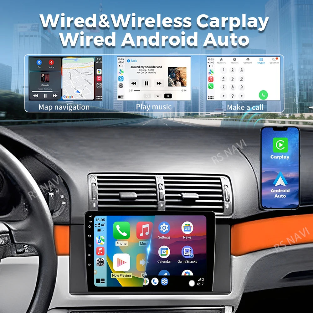 Android 16 For BMW 5 E39 1996 - 2003 E53 X5 M5 2K QLED Android Car Radio Multimedia Video