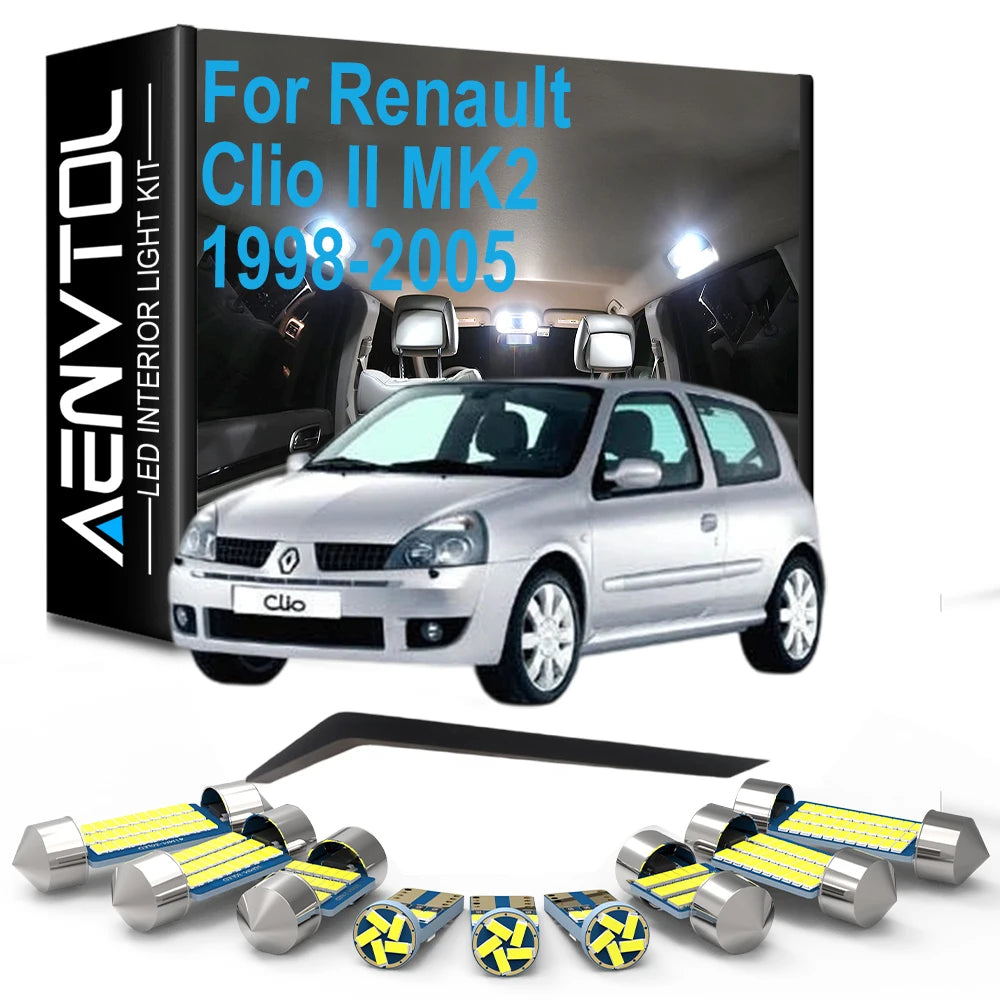 8-Piece LED Interior Light Kit for Renault MK2 - Canbus Error-Free Interior Bulbs