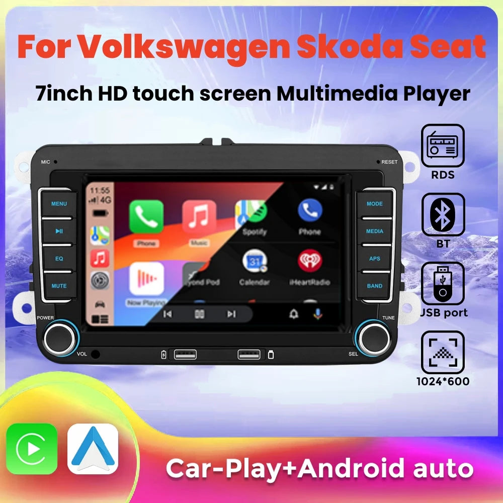 7" 2 Din HD Car Media Video RDS Airplay Car Radio Wired CarPlay Android Auto Stereo Audio  | AUTOKITSHOP