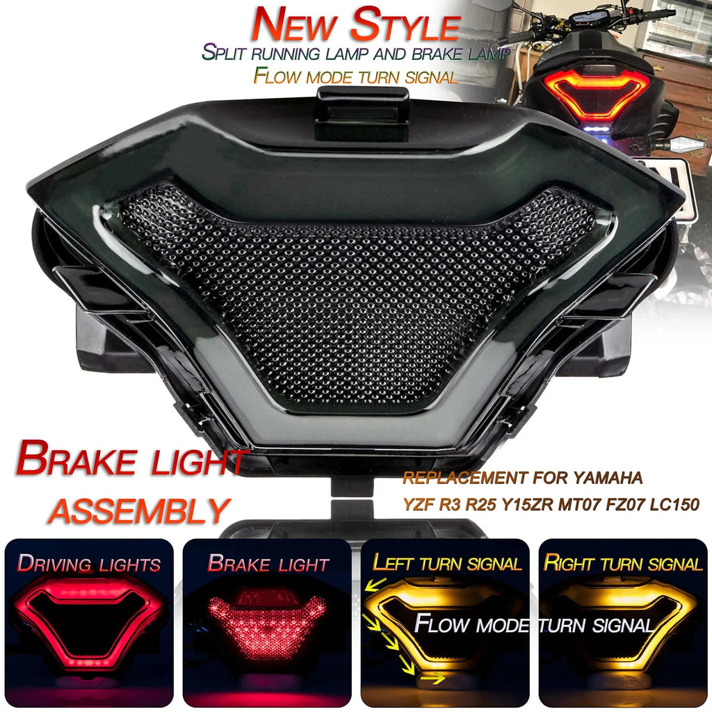 Motorcycle Red Brake Light Tail Lamp with LED Turn Signals Replacement 12V 0.35W For Yamah
