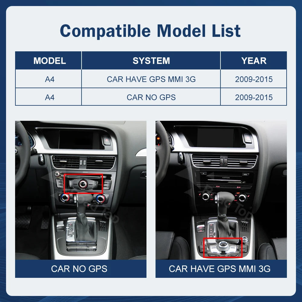 8.9 Inch 12.3"" Multimedia Display Touch Screen For Audi A4 S4 2009-2015 Airplay Miracast  | AUTOKITSHOP