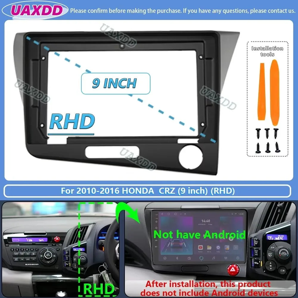 For 2010-2016 Honda CRZ 9inch radio DVD android stereo frame panel fascia dashboard audio