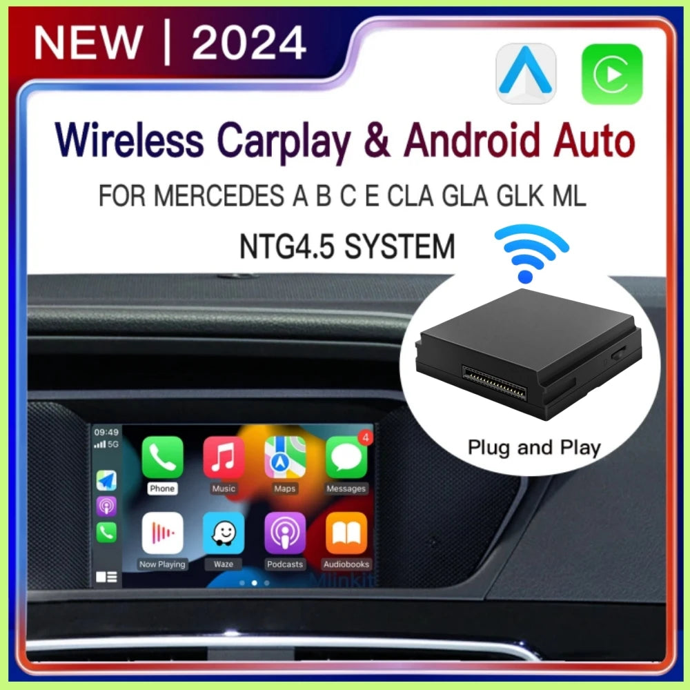 upgrade Wireless Carplay Android Auto A B C E G GLA CLA GLK ML Class For Mercedes NTG4.5 B | AUTOKITSHOP