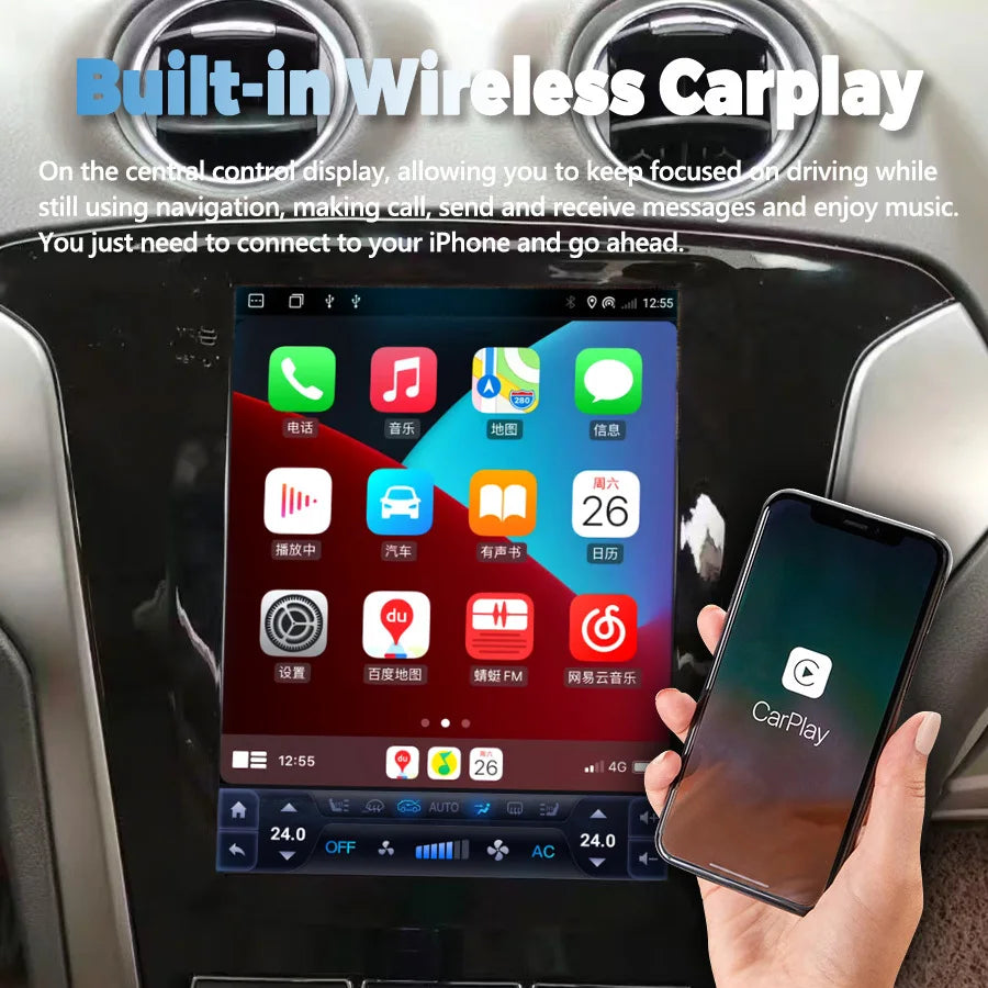 12.8inch Android Auto Radio For Ford Mondeo 2007-2013 Navigation Multimedia Video Player 2