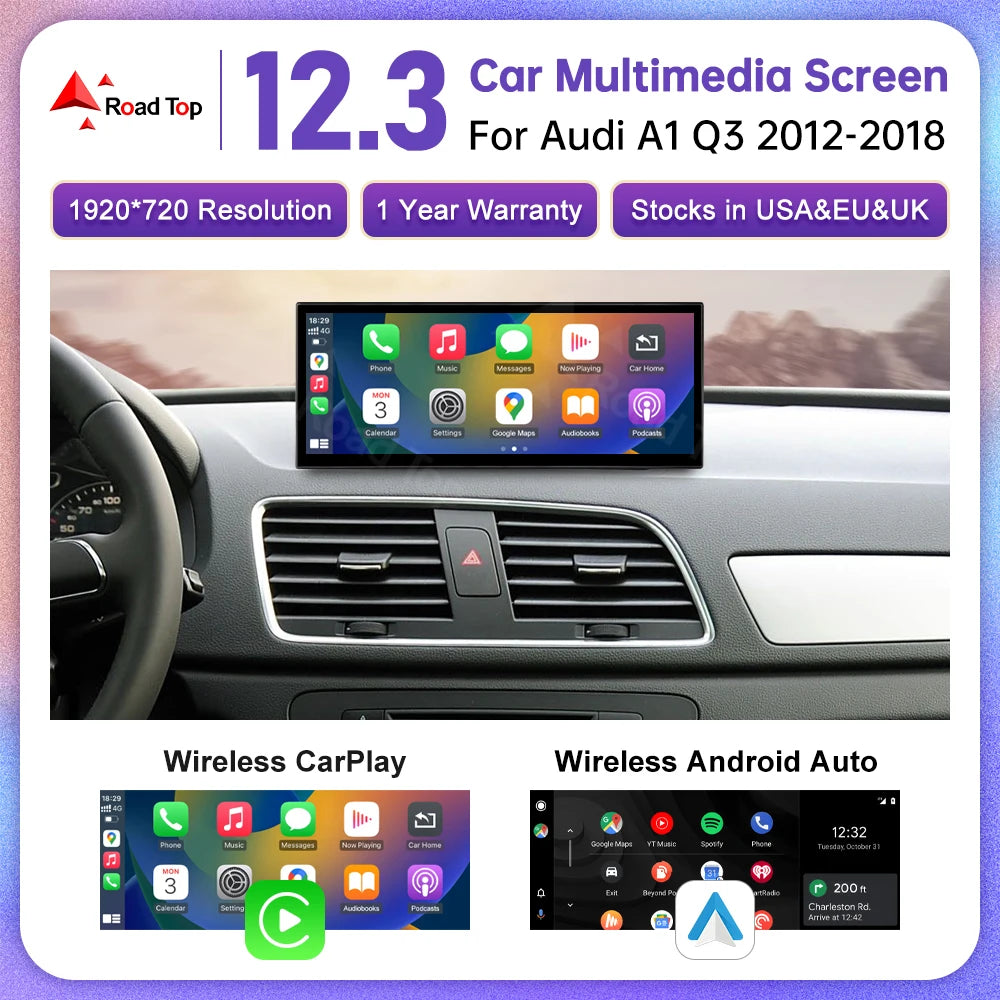 Design Monitor For Audi A1 Q3 2012-2018 Touch Screen Support Wireless Carplay Android Auto | AUTOKITSHOP