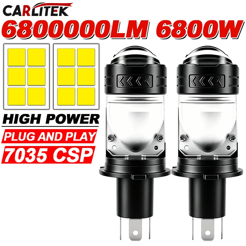1/2X H4 Bi LED Mini Projector Lens Car Headlight Bulb 5570 CSP Canbus Motorcycle STG Dual