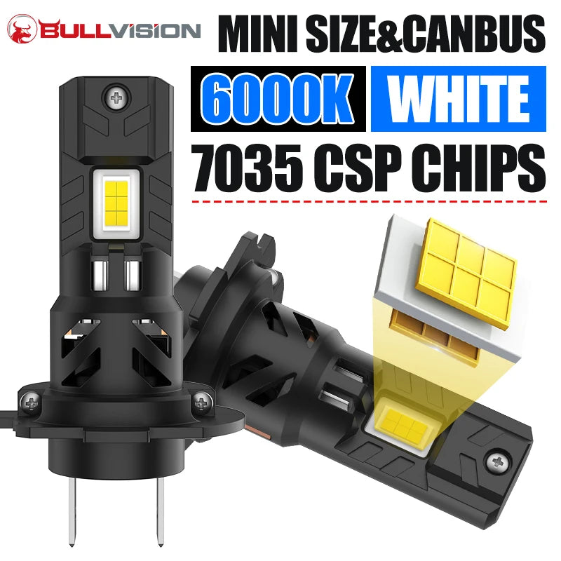 BULLVISION H7 LED Car Lights Canbus 7035 CSP 1:1 Mini Automotive Kits 6000K White High Low