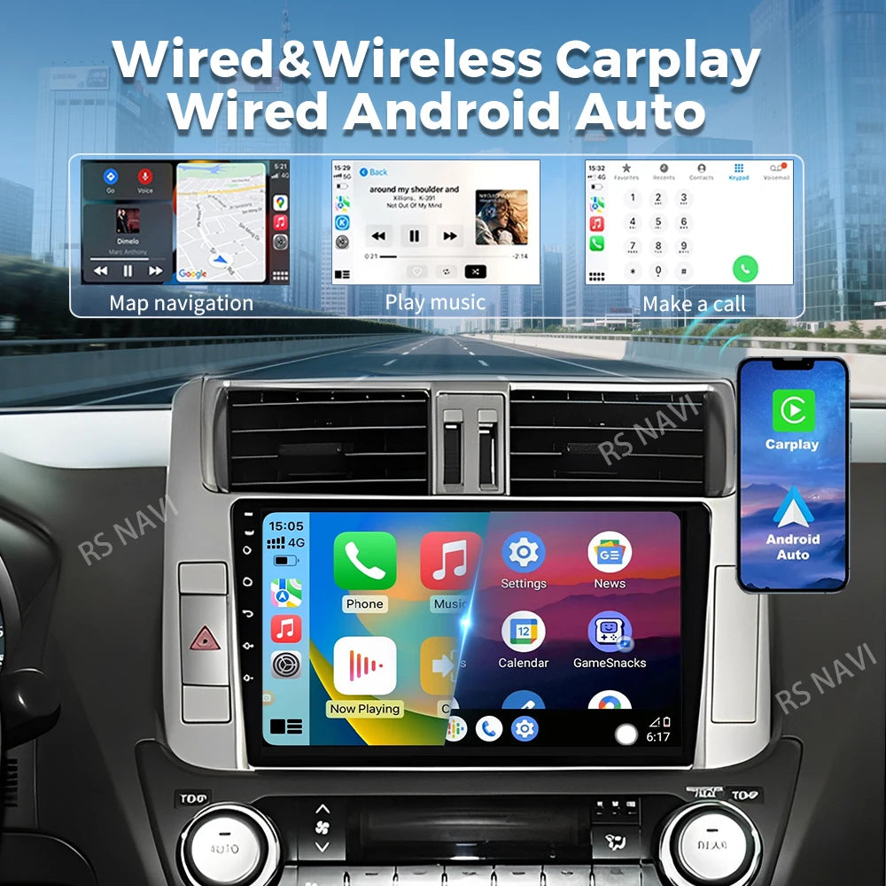 Plug and Play Android 16 For Toyota Land Cruiser Prado 150 2009 - 2013 2K QLED Android Car