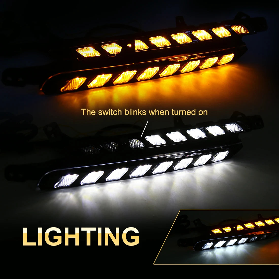 For Toyota Hilux Revo 2020 2021 Car Led DRL Daytime Running Light Dual Color Headlight Tur | AUTOKITSHOP