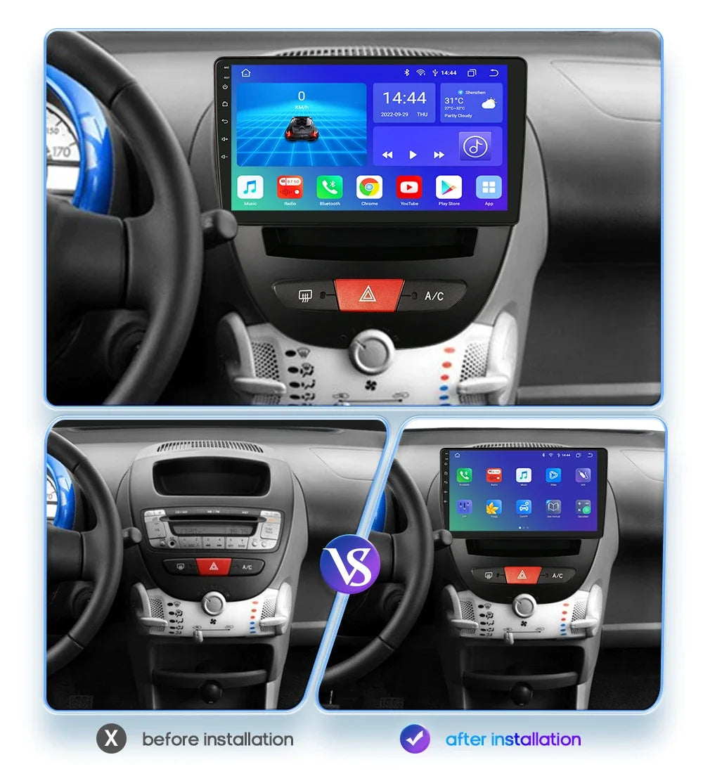 Android Car Radio for Peugeot 107 Toyota Aygo Citroen C1 Car Multimedia GPS autoradio 2din
