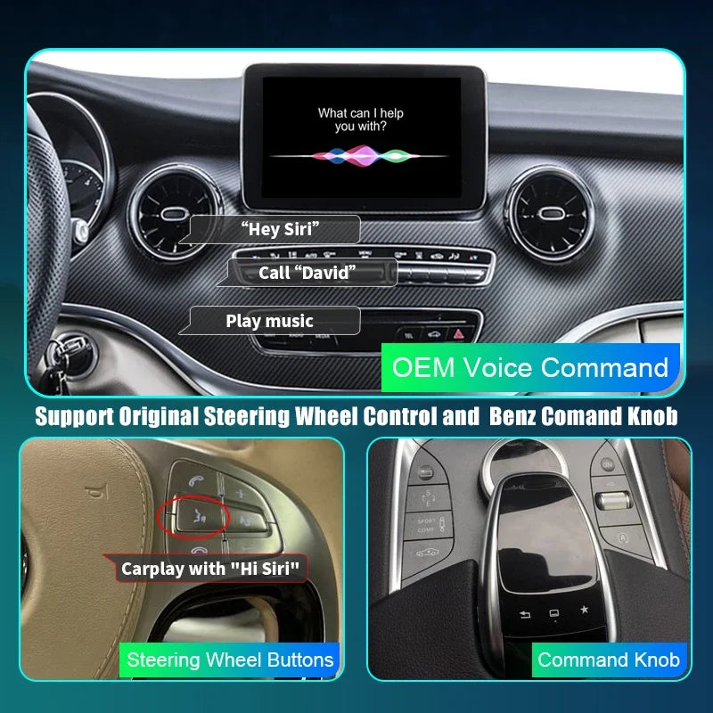 Wireless CarPlay for Mercedes Benz V-Class W447 2014-2018 Vito Viano, with Android Auto Mi