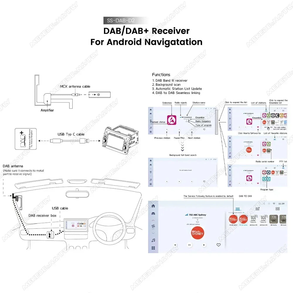 Dab Antenna Radio GPS Receiver Digital DAB+ Adapter Tuner Box Amplified for Android Car Un | AUTOKITSHOP