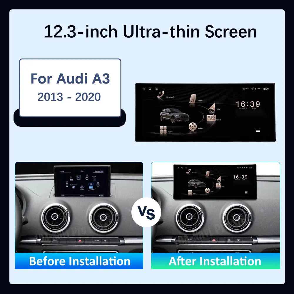 Android 14 System Carplay GPS Navigation Stereo for Audi A3 2013 - 2020 BT Car Video Multi