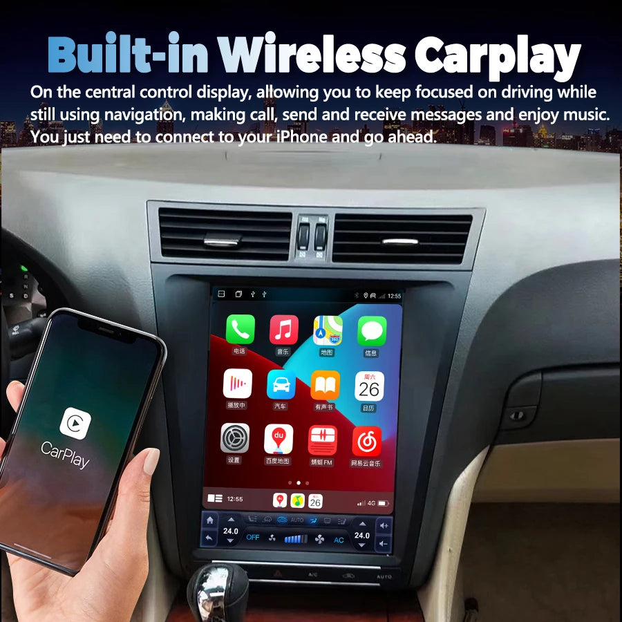 12.8inch Touch Screen Android 14 Car Radio GPS For Lexus GS GS350 GS300 GS430 GS450h GS460 | AUTOKITSHOP