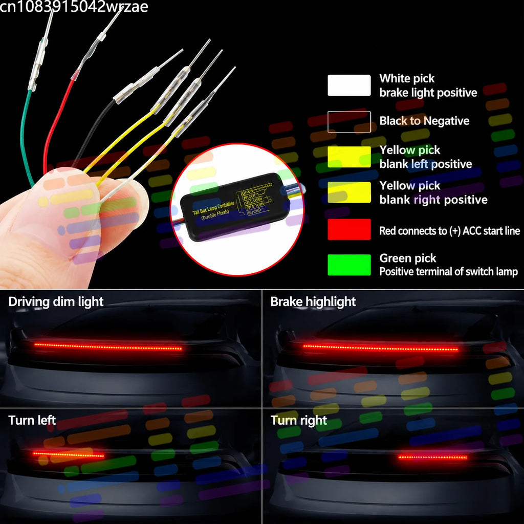 1.3M Led Tail Spoiler Light RGB multicolor Car Turn Signal Driving Brake Flash Trunk Lip R | AUTOKITSHOP