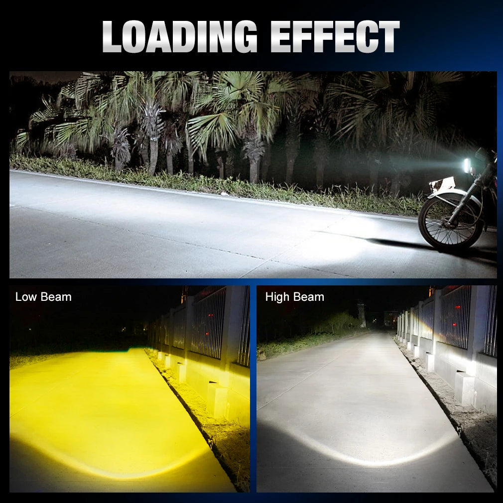 H4 LED Projector Lens Headlight Motorcycle 12V 2600LM 20W BA20D Led Light Bulbs White Yell