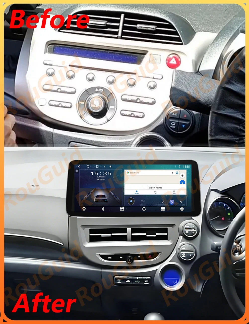 Android Auto Carplay Car Radio For Honda Jazz 2 GG Fit 2 GE GP 2007 2008 2009 2010 -2014 M | AUTOKITSHOP