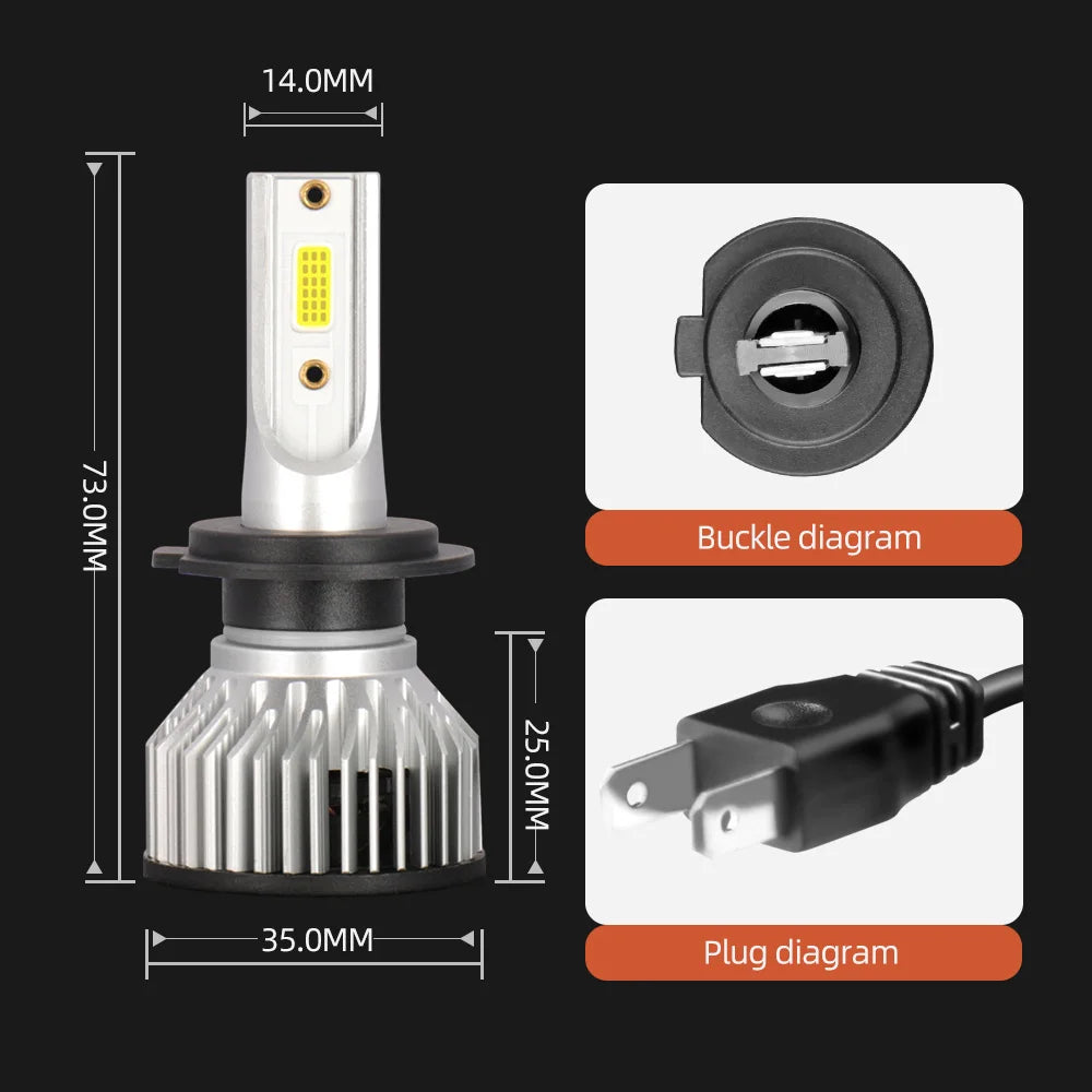 Car LED Headlight Bulbs H11 H7 Canbus No error 6000K Super White Turbo HeadLamp Plug and P