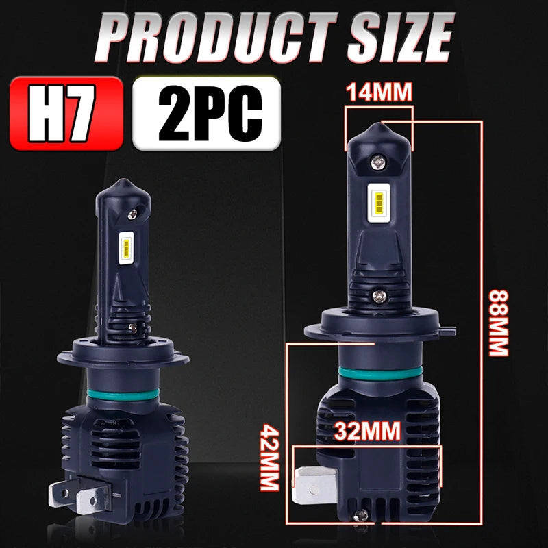 1200W 5570 CSP H7 LED Headlights Mini 1:1 size Plug and play Canbus No Error Auto Lights L