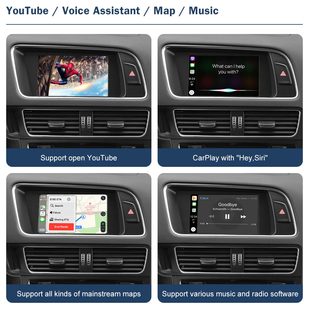 Road Top Wireless CarPlay Android Auto for Audi A4 A5 Q5 B9 2009-2017, with AirPlay Mirror | AUTOKITSHOP