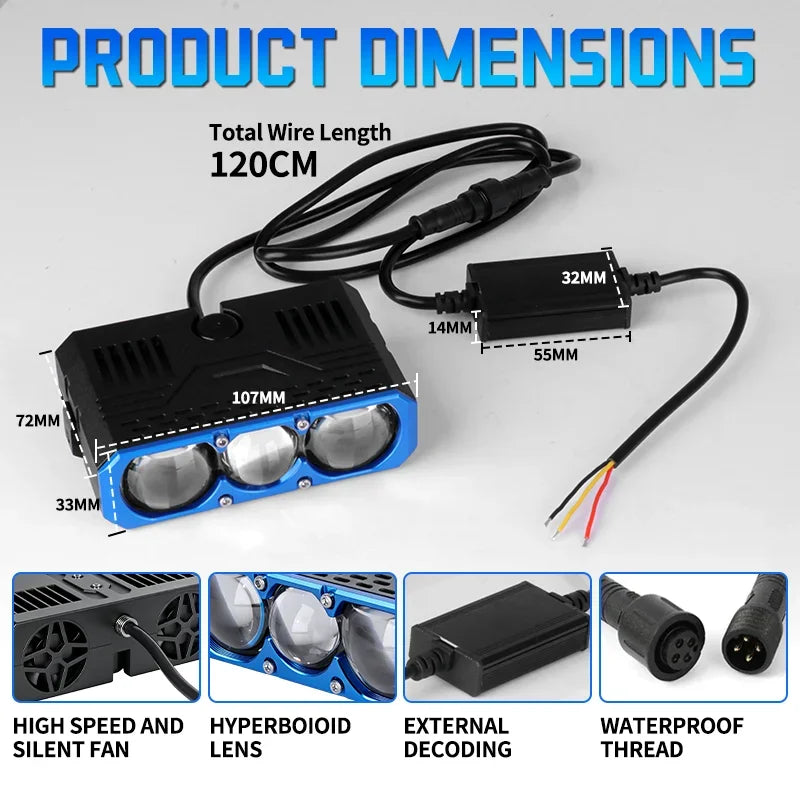 LED Headlight Universal Car Motorcycle Grille Light Car Accessories Projector Grille Light