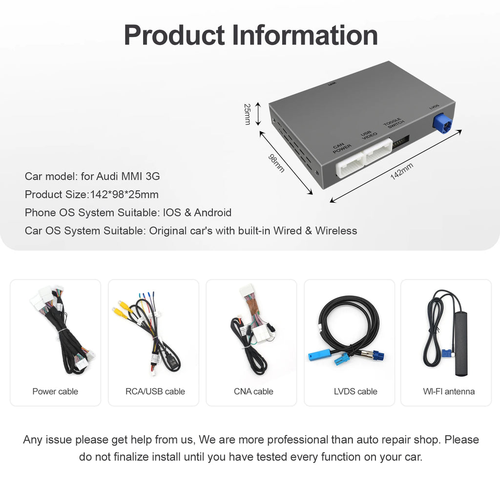 Wireless Carplay Android Auto for Audi A4 B8 A5 Q5 2009-2015 ,Support AirPlay Bluetooth Mi