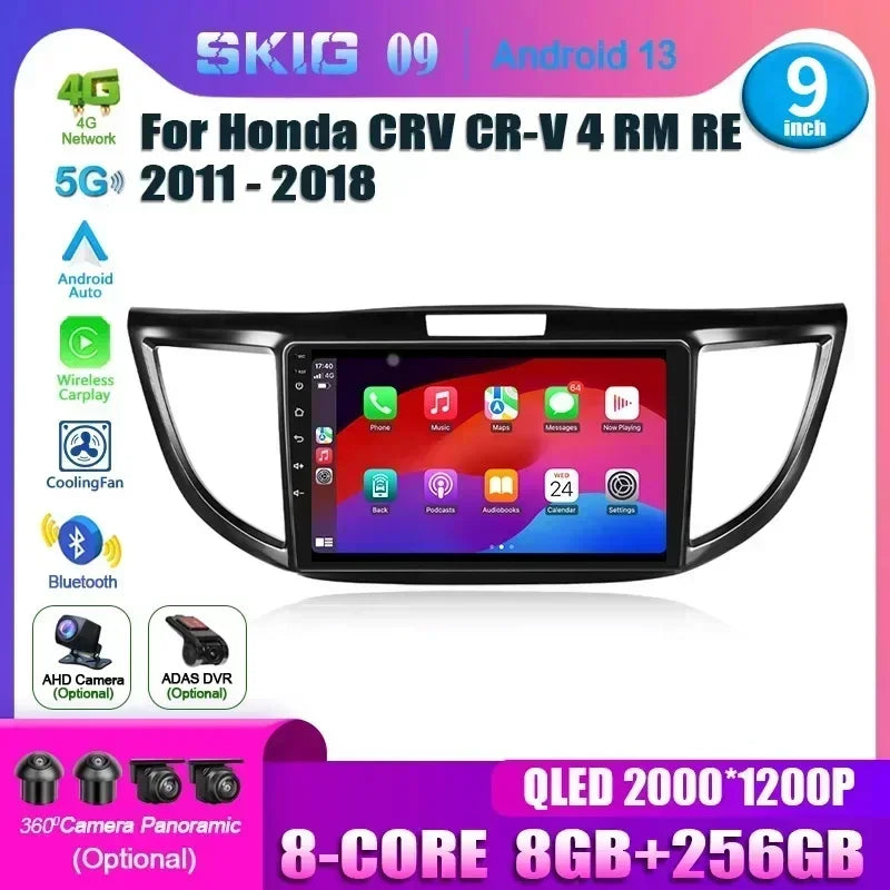 Android 14.0 For Honda CRV CR-V 4 RM RE 2011-2018 Car Player 5G Auto Radio Multimedia GPS