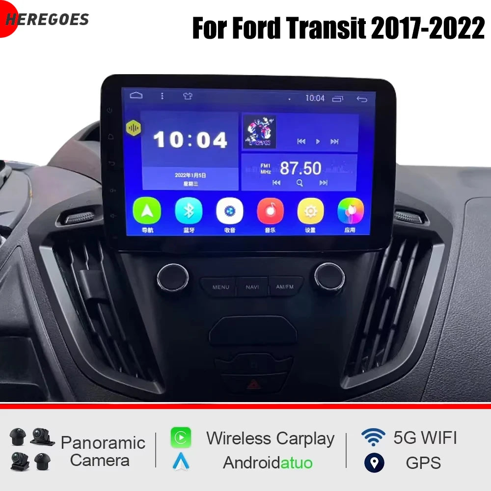 7" CarPlay Android 15.0 8 Core 12GB RAM 256GB ROM Car Radio GPS WiFi Multimedia Player for Ford Transit 2017-2022 - High