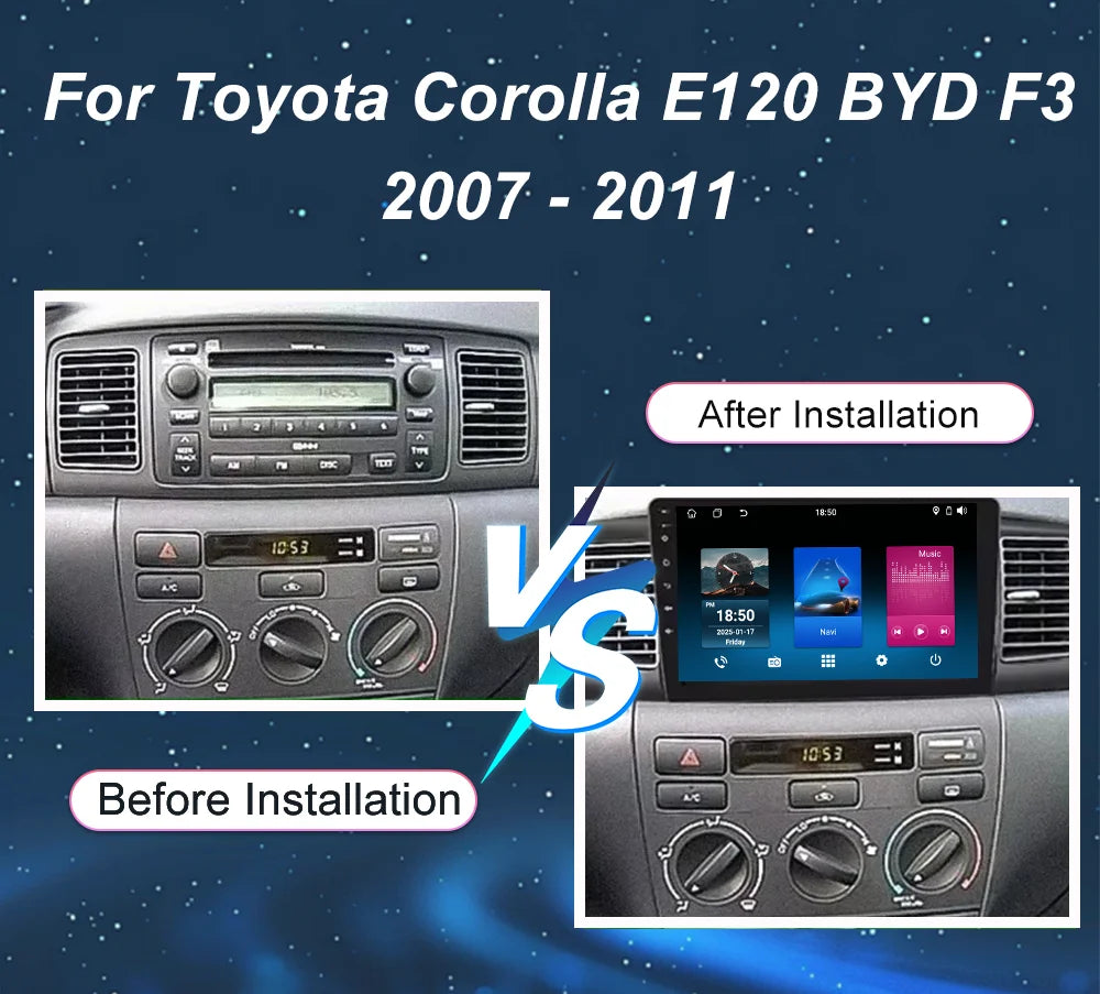 Android Auto For Toyota Corolla E120 BYD F3 2007 - 2011 Car Radio Video Multimedia Player