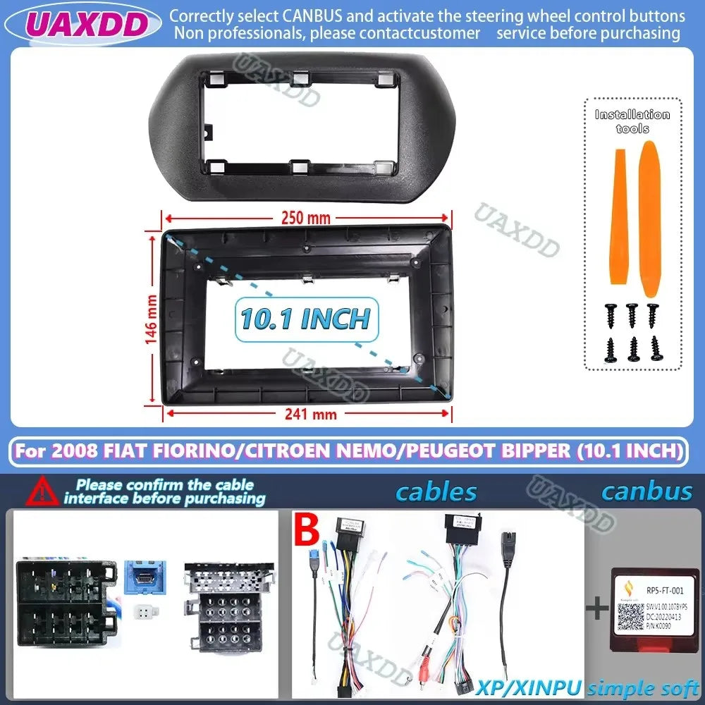 For 2008 FIAT FIORINO CITROEN NEMO PEUGEOT BIPPER QUBO 10INCH 2 Din Car Android frame pane