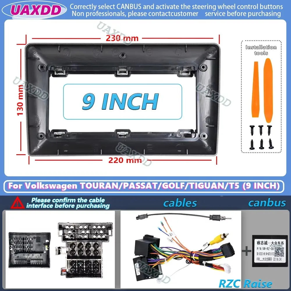 10.1 9 INCH Radio Frame for Volkswagen Touran Passat Golf Tiguan T5 2009 Android Player Fa