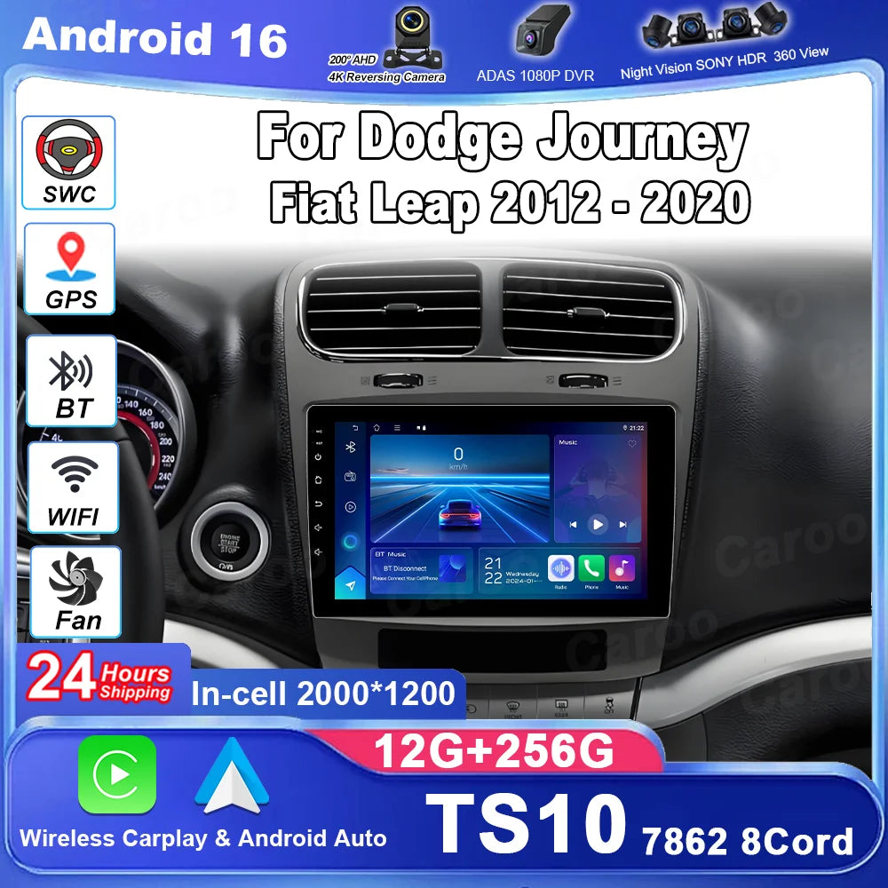 Android 16 Radio Stereo For Dodge Journey Fiat Leap 2012 - 2020 Auto Multimedia Player GPS
